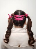 【アムズヘアーファム】ヘアアレンジ ツインテール リボン