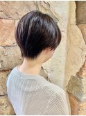 黒髪前下がり丸みショートボブひし形ハンサム 20代 30代 40代