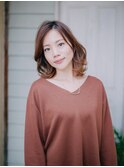 おとなミディアムレイヤー20代/30代/40代/庭瀬