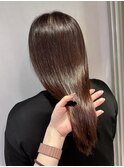 ★40代50代ピンクラベンダー酸性ストレート髪質改善カラー