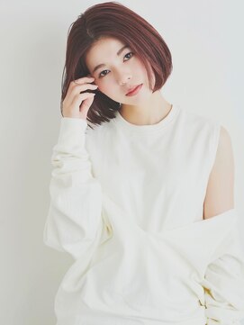 カナン 銀座(CANAAN) プツっと大人ボブ　ストレート　内巻きボブ　テラコッタオレンジ