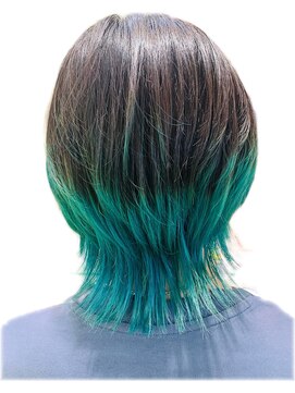 アズール 草加(azule) 裾カラー/エメラルドグリーン