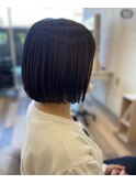 コンパクトボブ#タイトストレート#フルバング#ダークグレージュ
