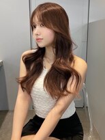 ノク 渋谷(nok) 韓国ヘア_美髪ピンクブラウン切りっぱなしボブエアリーロング