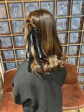 シュリット(schritt) ベロアリボン×ハーフツイン  ヘアセット  エジリ