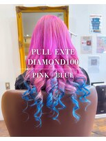 ヘアーメイク ダンス(hair make DANCE)&nbsp;プルエクステダイヤ100本  ピンク→ブルーのグラデーション