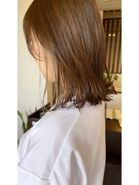 リュンヌ 門前仲町(lune) 切りっぱなしボブハイライトベージュカラーショートレイヤーロブ