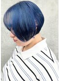 *かわいい愛されブルーカラー寒色系カラー前髪あり30代40代1