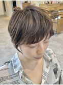 脱白髪染め・ハイライトカラー・大人ショートボブ[寺野克]