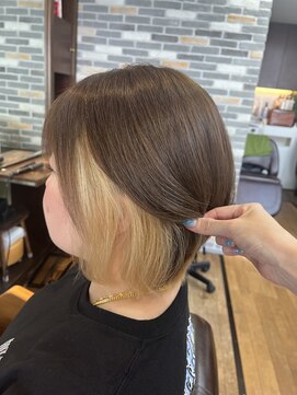 ロータスヘアーデザイン(Lotus Hair Design) 【lotus下枝】抜きっぱなしブロンド/インナーカラー/三ツ境