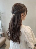 白リボン×ゆるふわ上品ハーフアップ