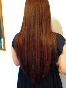 カミリー(Kamily) 髪質改善　仕上げはアイロンあり　ピンクオレンジな艶髪ロング