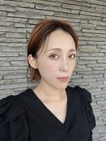 ハイバレーヘアーメゾン(HIGH VALLEY HAIRMAISON) オレンジボブ大人ボブ切りっぱなしシースルーバング韓国ボブ