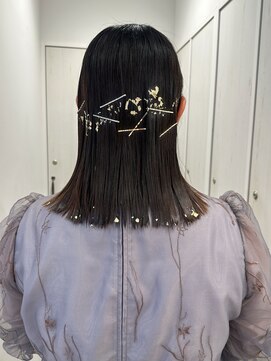 ガーデンヨコハマ(GARDEN YOKOHAMA) ボブ ミディアム ヘアアレンジ セット ストレート 金箔 夏