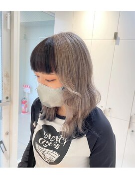 ヘアサロン ガリカ 表参道(hair salon Gallica) 派手髪ツートンぱっつん前髪ゆるふわセミディ