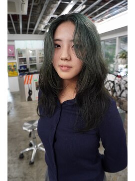 モスグリーン　ロングレイヤー　ルーツカラー