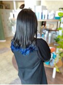 【MICHI 富田店　古作蓮】裾カラー　ブルー