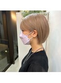 斜めバング グレージュカラー デザインカラー シルキーベージュ