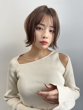 ヴェイン 渋谷(vain) 黒髪グレーベージュレイヤーロング前髪パーマ