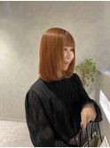 切りっぱなしボブ×ハイトーンオレンジ