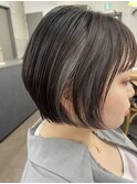 【中目黒】ナチュラルショートボブのインナーカラーグレー☆