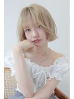 ポイントファイブバイソレイユ 藤沢店(.5 by SOLEIL)&nbsp;ボブショートボブブリーチホワイトミルクティーベージュ