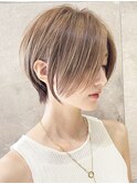 ショートボブ髪型30代40代50代前髪あり前髪無し面長丸顔【西村ss
