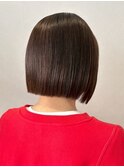切りっぱなしボブ ブラウンカラー 髪質改善 透明感カラー 30代