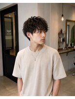 MEN's Baguz MEN'Sカット/ MEN'Sパーマ/ MEN'Sカラー 韓国風無造作メンズマッシュ細束ウェーブニュアンスパーマ質感
