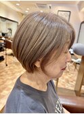 白髪ぼかし/ハイライト/髪質改善ショート大人小顔艶上品40代50代
