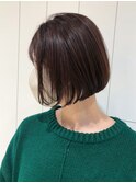 ブラウンベージュミニボブ_メルティカラーくびれヘア_ba366591
