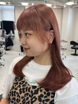 ベレーザシェルト(Beleza scelto)&nbsp;ba1556オレンジピンクブリーチオンカラーコリアンスタイルロング