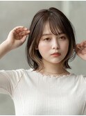 大人かわいい前髪セシルカットココアブラウンフリンジウェーブ