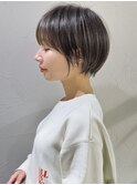 前髪あり耳掛け丸みくびれショートボブ20代30代40代50代(蘭)