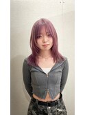 ピンクラベンダーグレージュ×ミディアムレイヤー/ブリーチ