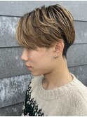 メンズマッシュセンターパートスパイラルパーマニュアンスパーマ