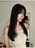 ロングレイヤーフェイスレイヤーくびれヘアラウンドバング