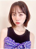 say.ボブミニボブくびれボブレイヤーボブコーラルオレンジ暖色