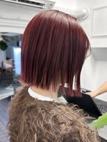 ラレイ ハラジュク(Lalei harajuku)&nbsp;【白石】ブリーチなし赤髪チェリーレッド艶カラーボブミディアム