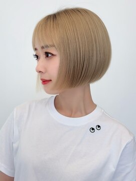 ルージュシー 堀江(RU10C) ブロンドボブ/ケアブリーチダブルカラー/ミルクティーベージュ