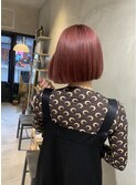 stylist イケダ>> ストレートボブ×オレンジピンク