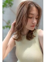 メゾンバイハバナ(maison by HAVANA)&nbsp;大人かわいいフェザーバングカーキグレージュミディアムウルフ