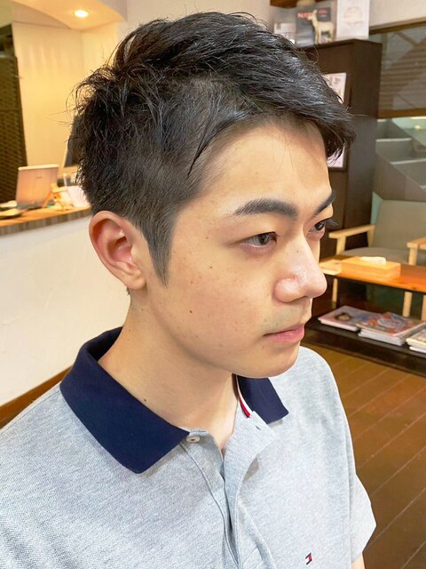 20代30代40代メンズビジネスツーブロックアッシュブラック