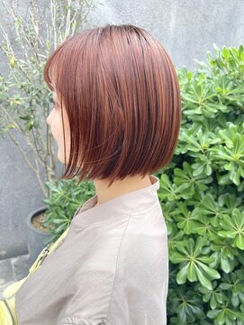 マノハル(MANOHARU) オレンジベージュカラー　ワンレンミニボブ
