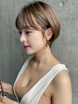 マルツ 銀座(maltu) 斜めバングアッシュオリーブショートヘア前下がり