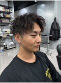 メンズパーマ/メンズカット/波巻きパーマ/アップバング/ビジネス