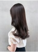 ロング暗めカラー韓国ヘア顔周りレイヤー_ba559153