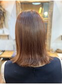 大人可愛い切りっぱなしボブ×艶感ピンクベージュ/髪質改善柏