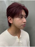 メンズブリーチカラー艶感ワインレッド