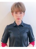 【エッジショートデザインカラー丸みショート無造作カール】
